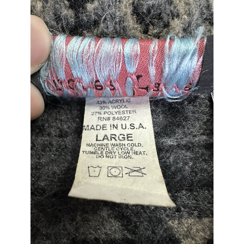 Andrea Faye Jacket Womens Large Grey Aztec Navajo Cabin Shawl Vintage USA - Picture 8 of 9